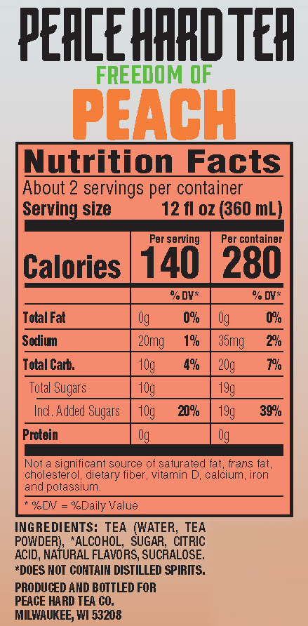 peace hard tea peach nutrition facts