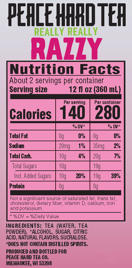 peace hard tea razzy nutrition facts